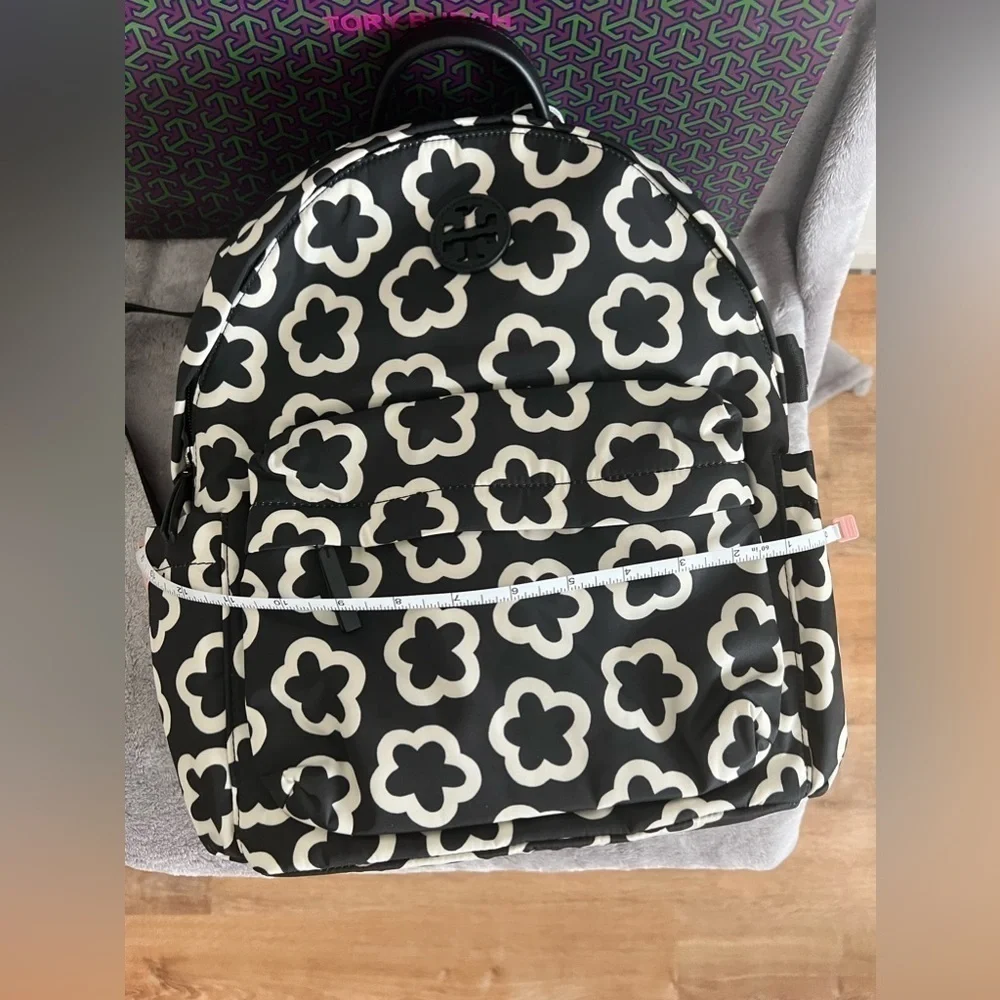 TORY BURCH• ELLA NYLON BACKPACK• IVORY BLACK FLORAL